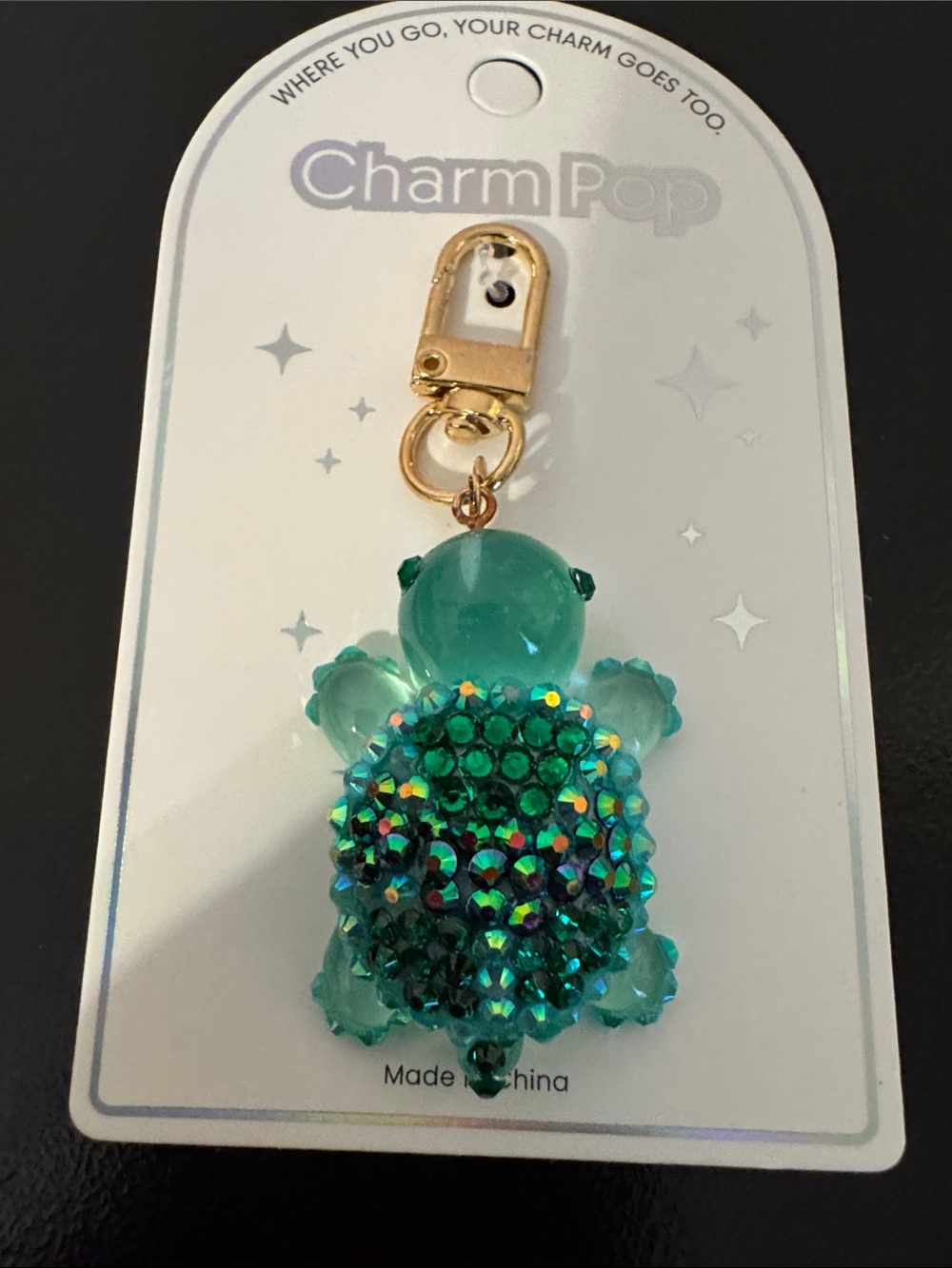 Green Crystal Turtle Keychain/ bag charm.